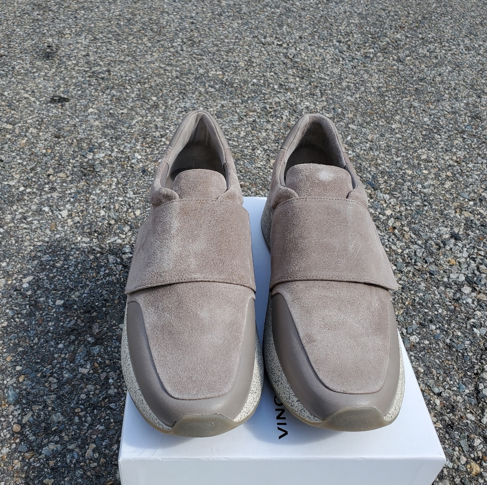 NIB VINCE Gage Woodsmoke Gray Leather Suede Velcro Walking Sneakers sz 11 - Picture 5 of 9